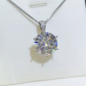 10 Carat Moissanite 925 Sterling Silver Pendant Necklace