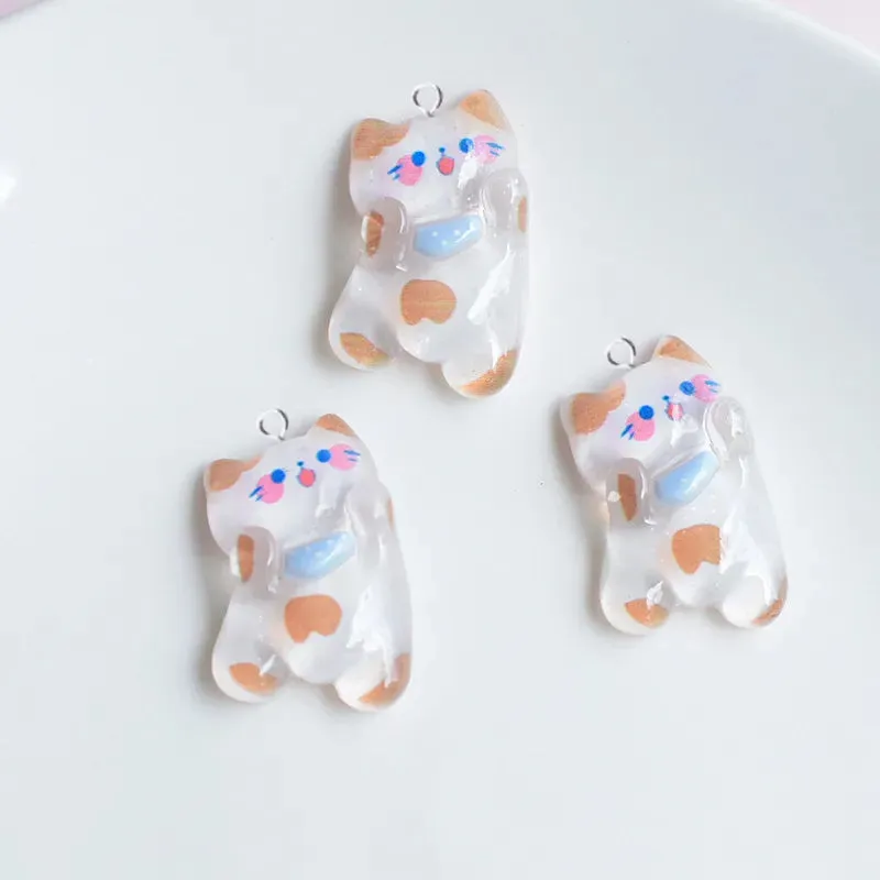 10Pcs Cute Animals Frog Bear Cat Dinosaur Rabbit Charms for Earrings Bracelet Hairpin DIY Jewelry Making Gift Kawaii Pendants