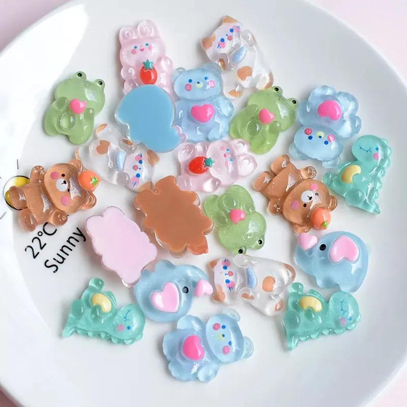 10Pcs Cute Animals Frog Bear Cat Dinosaur Rabbit Charms for Earrings Bracelet Hairpin DIY Jewelry Making Gift Kawaii Pendants