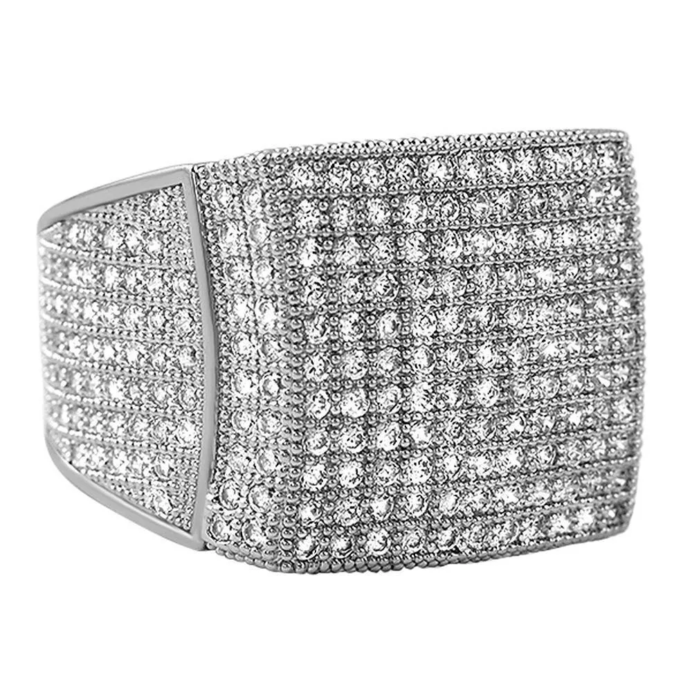 11 Row Rhodium CZ Ring