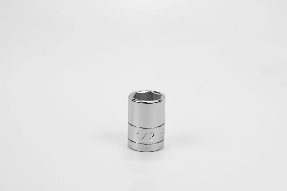 1/2" 3/8" Drive 6 Point Fractional Standard Chrome Socket