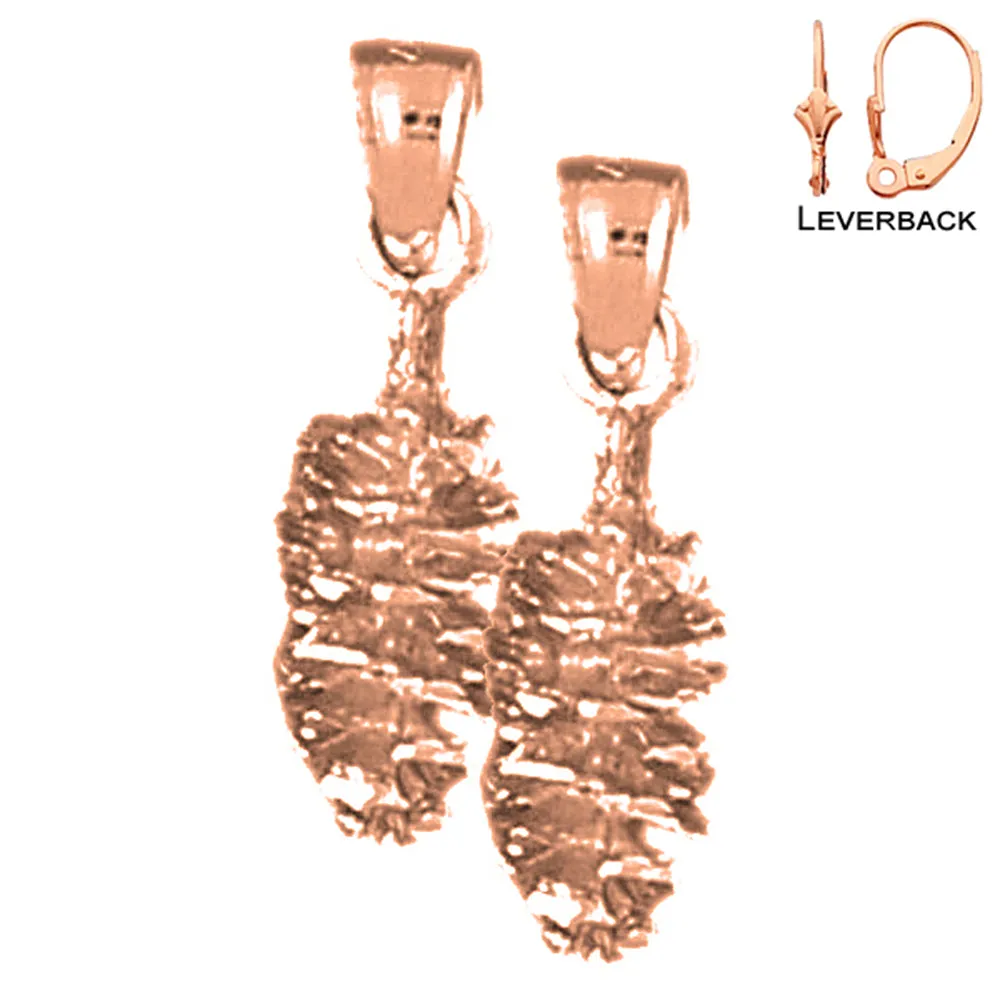 14K or 18K Gold 3D Pine Cone Earrings