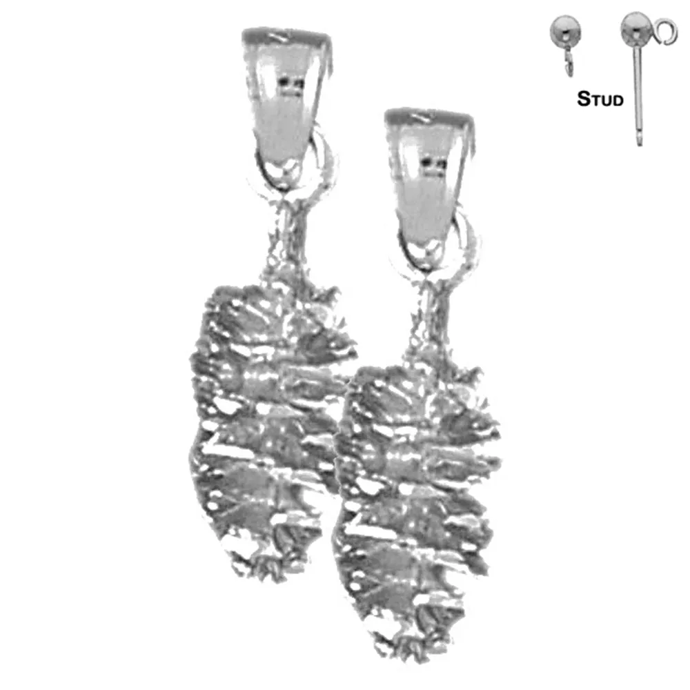 14K or 18K Gold 3D Pine Cone Earrings