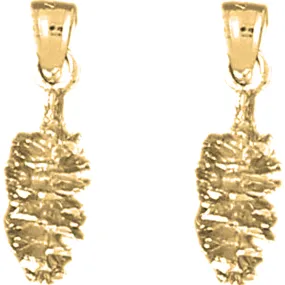 14K or 18K Gold 3D Pine Cone Earrings