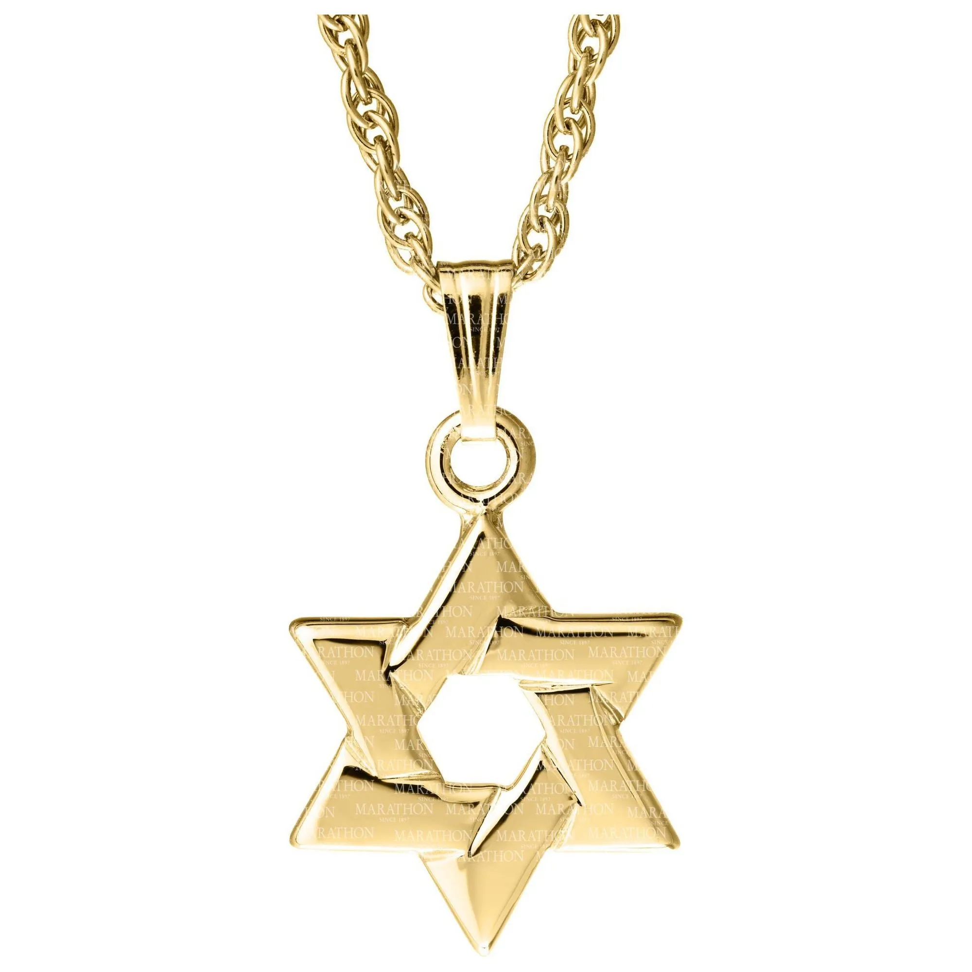 14K Yellow Gold Star of David - Magen David Pendant (Chain optional)