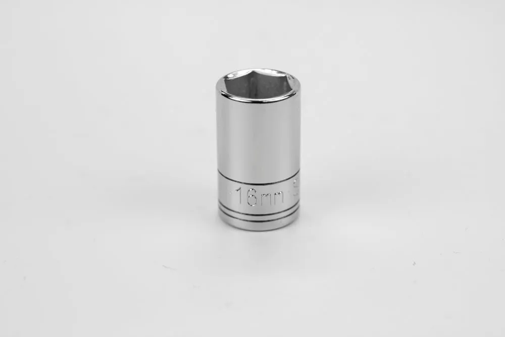 16 mm 1/2" Drive 6 Point Metric Standard Chrome Socket