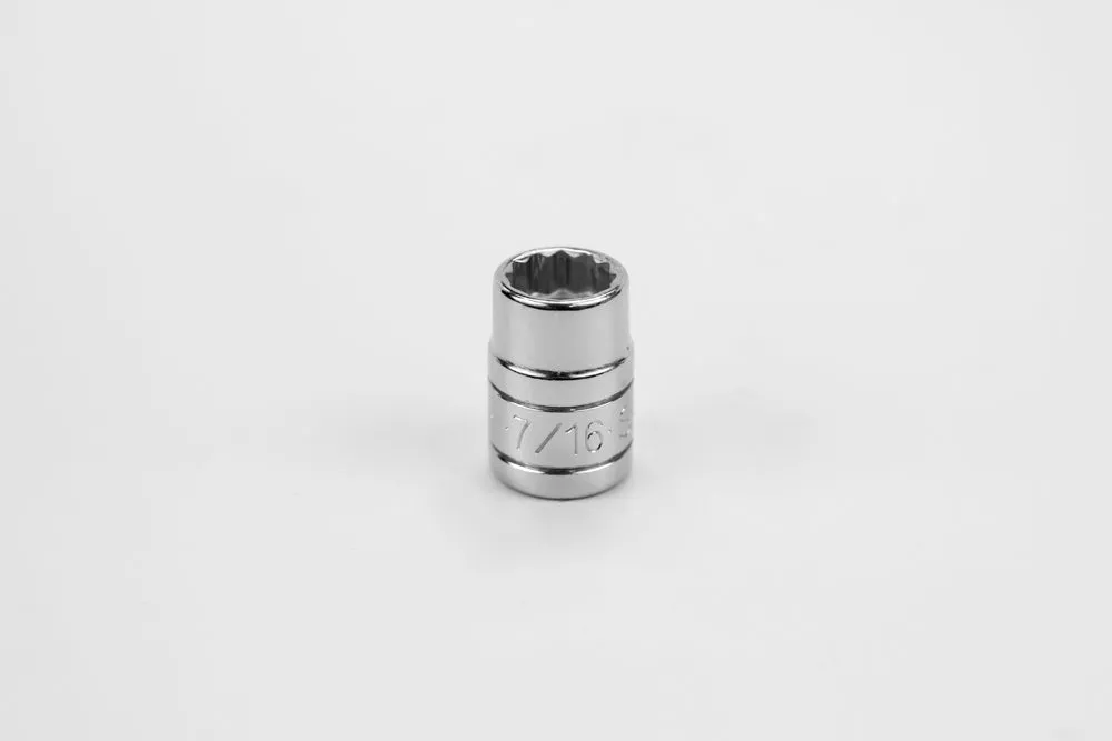 7/16" 3/8" Drive 12 Point Fractional Standard Chrome Socket