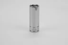 9/16" 1/4" Drive 6 Point Fractional Deep Chrome Socket