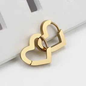 Beautiful Stainless Steel Heart Huggie Earrings