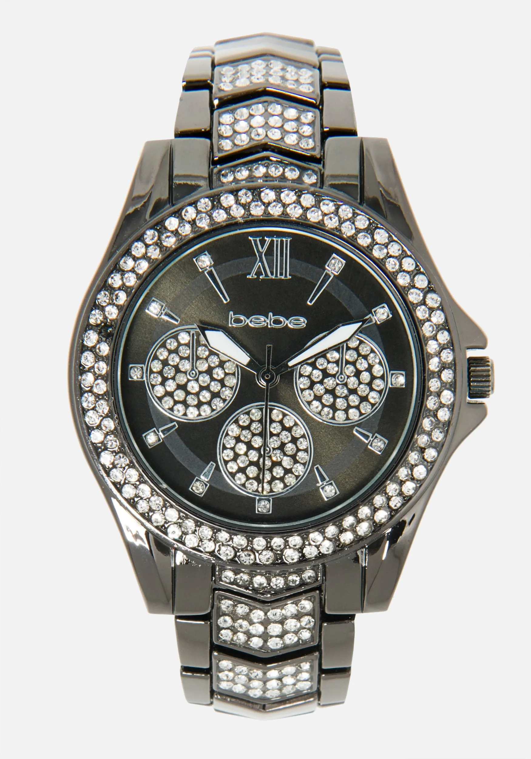 Bebe Crystal Accent Link Watch