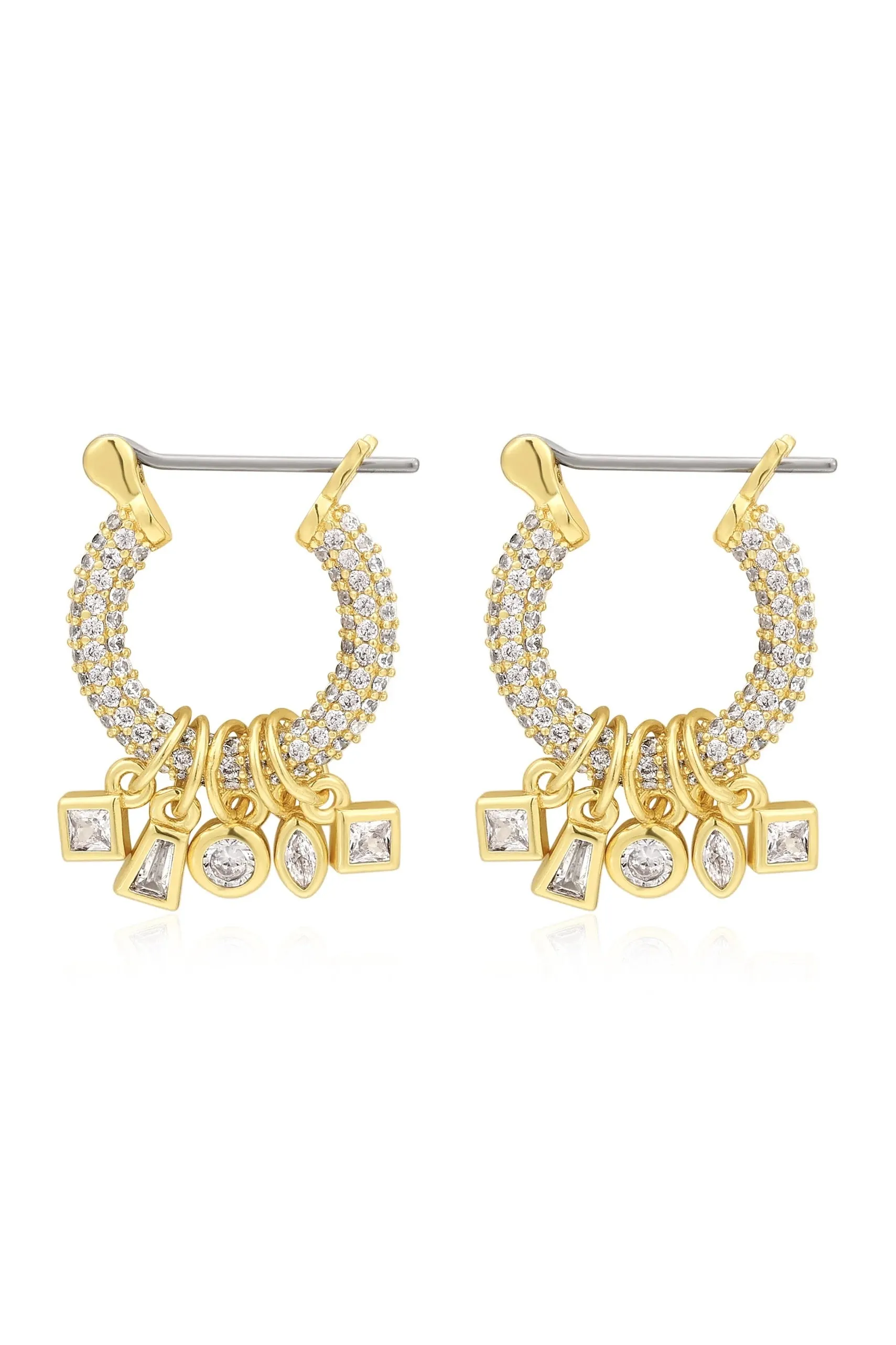 Bezel Stone Shaker Hoops ~ Gold