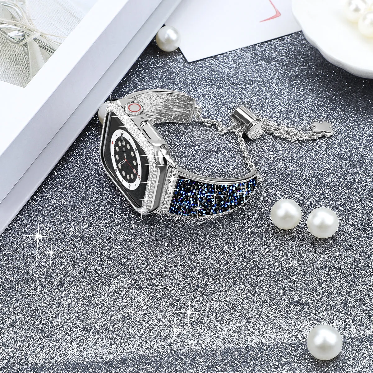 Dazzling Crystal Metal Band with Bling Bumper Case for Apple Watch