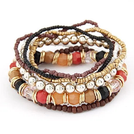 DEANWANGKT Bohemian Fashion Jewelry MutiLayer Beads Bracelets & Bangles for Women Elastic Strand Pulseras Mujer Femme Bijouterie