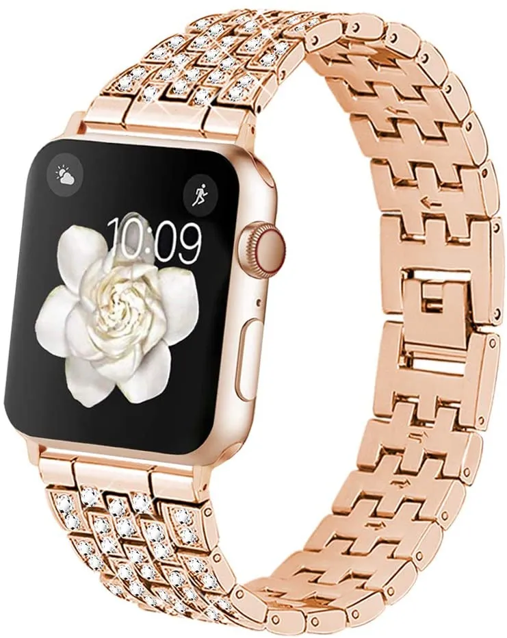 Diamond Blocks Bling Metal Band for Apple Watch 38/40/4mm & 42/44/45mm