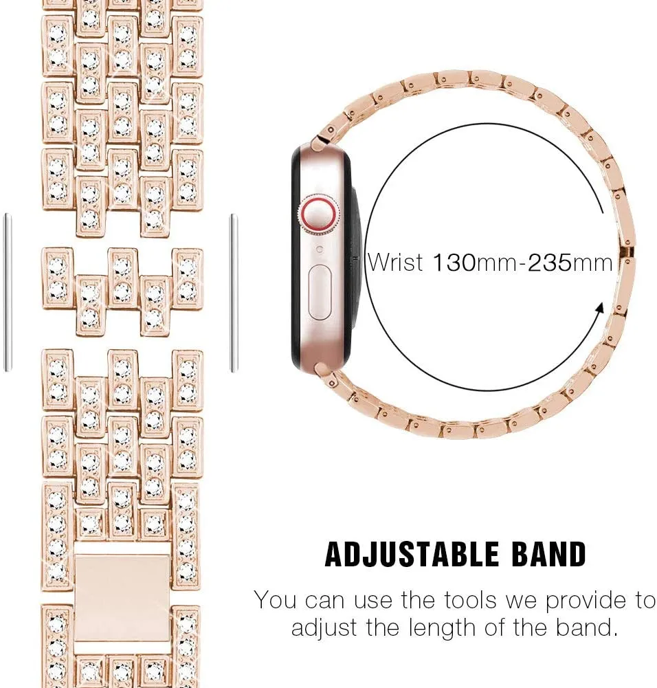 Diamond Blocks Bling Metal Band for Apple Watch 38/40/4mm & 42/44/45mm