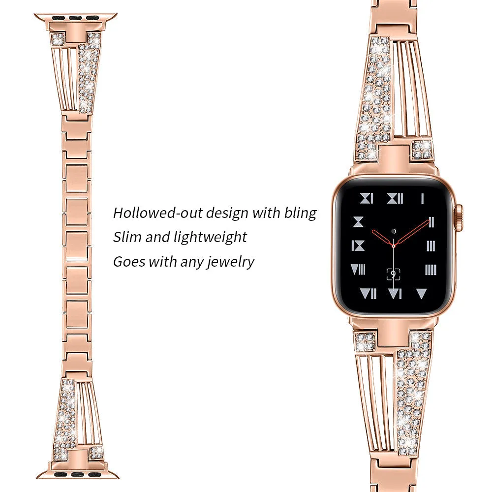 Dressy Fan Design Metal Band for Apple Watch Easy Adjustable Links