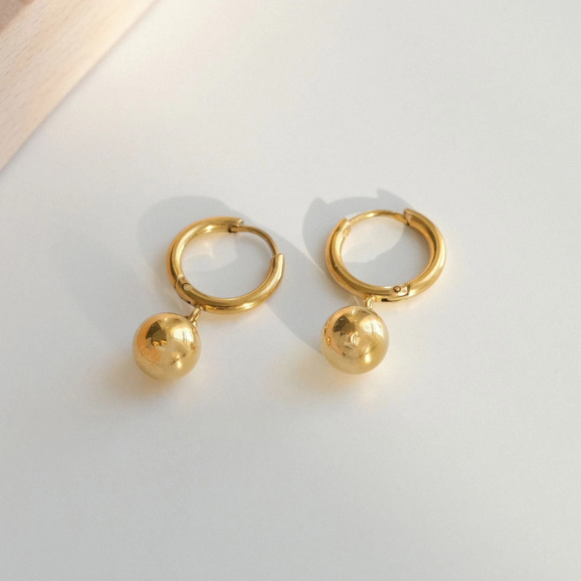 Earrings for Women with Metallic Texture, Small Round Bead Earrings