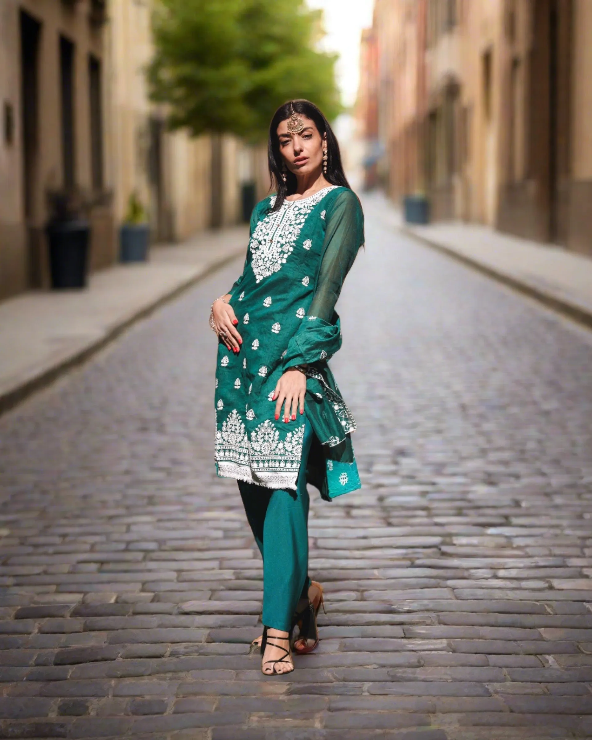 Fancy Cotton Silk Embroidered Deep Teal Green Salwar Kameez