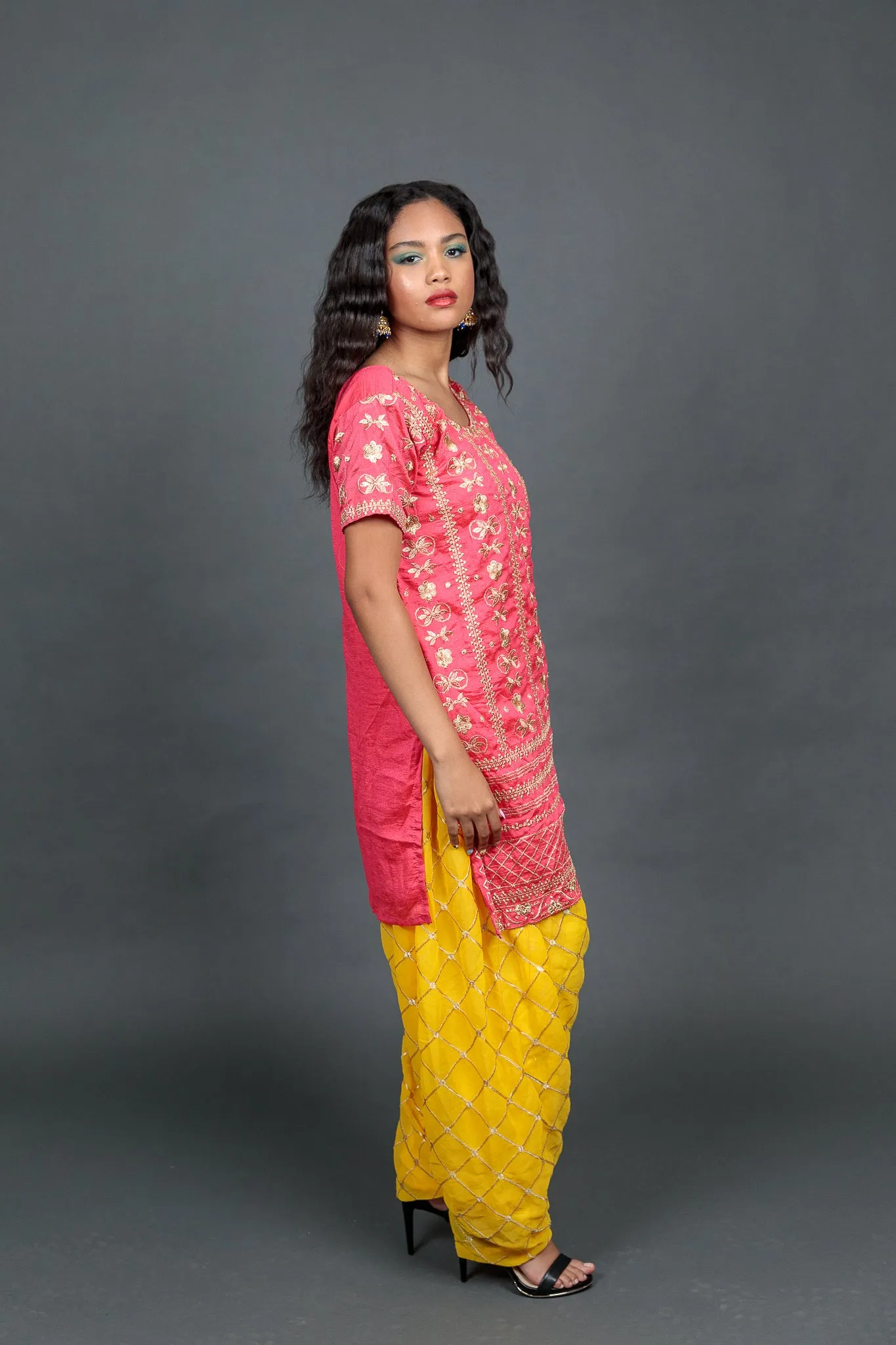 Fancy Silk Hot Pink Embroidered Patiala Suit