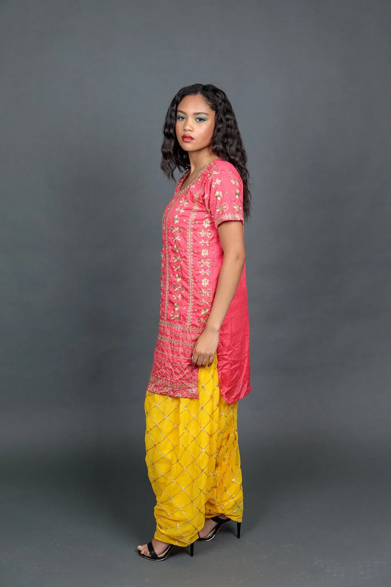 Fancy Silk Hot Pink Embroidered Patiala Suit