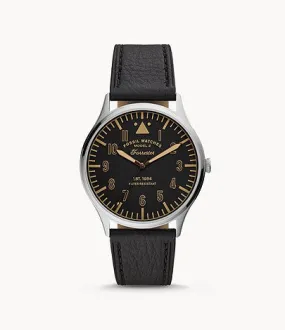 Fossil Men's Forrester Three-Hand Black Leather Watch FS5612