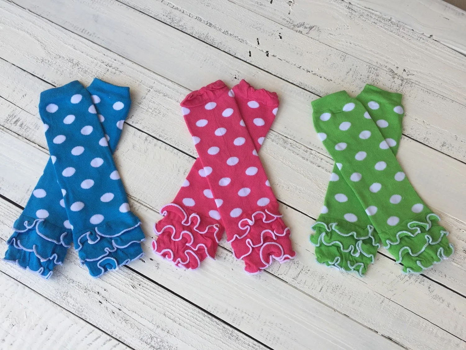 FREE HEADBAND - White polka dot leg warmers