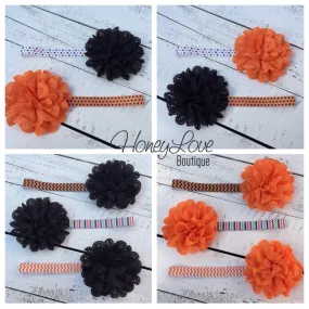 Halloween Headband - Eyelet Lace Flower - choose elastic!