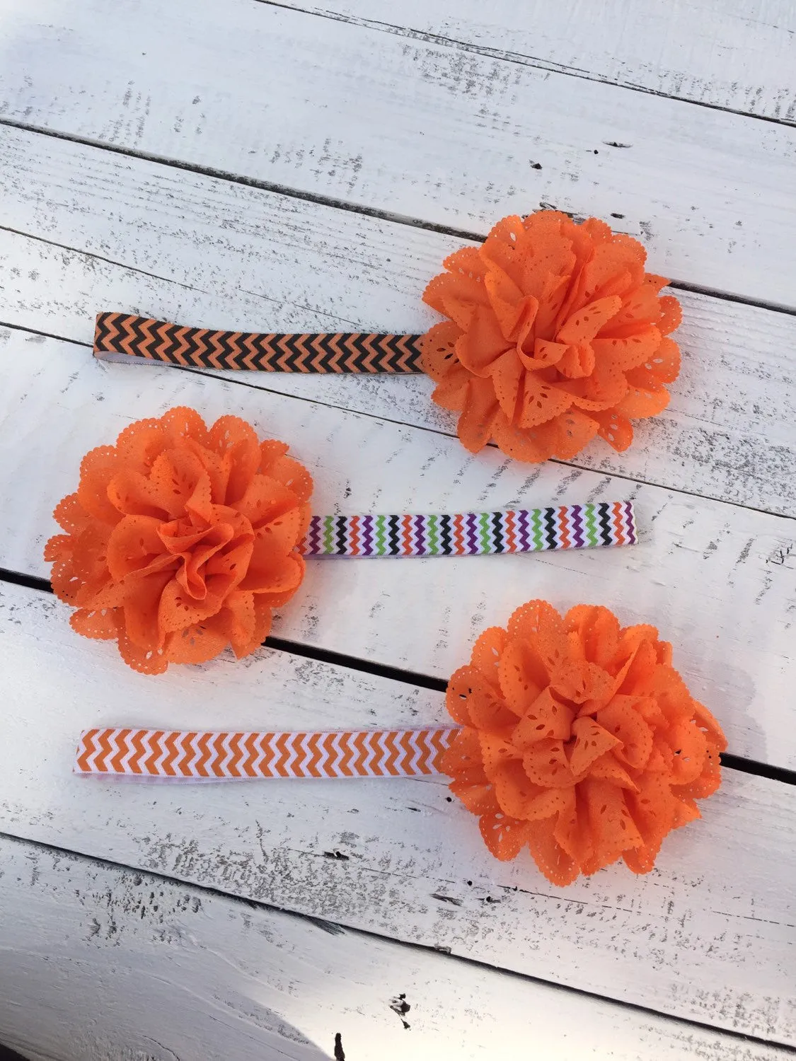 Halloween Headband - Eyelet Lace Flower - choose elastic!