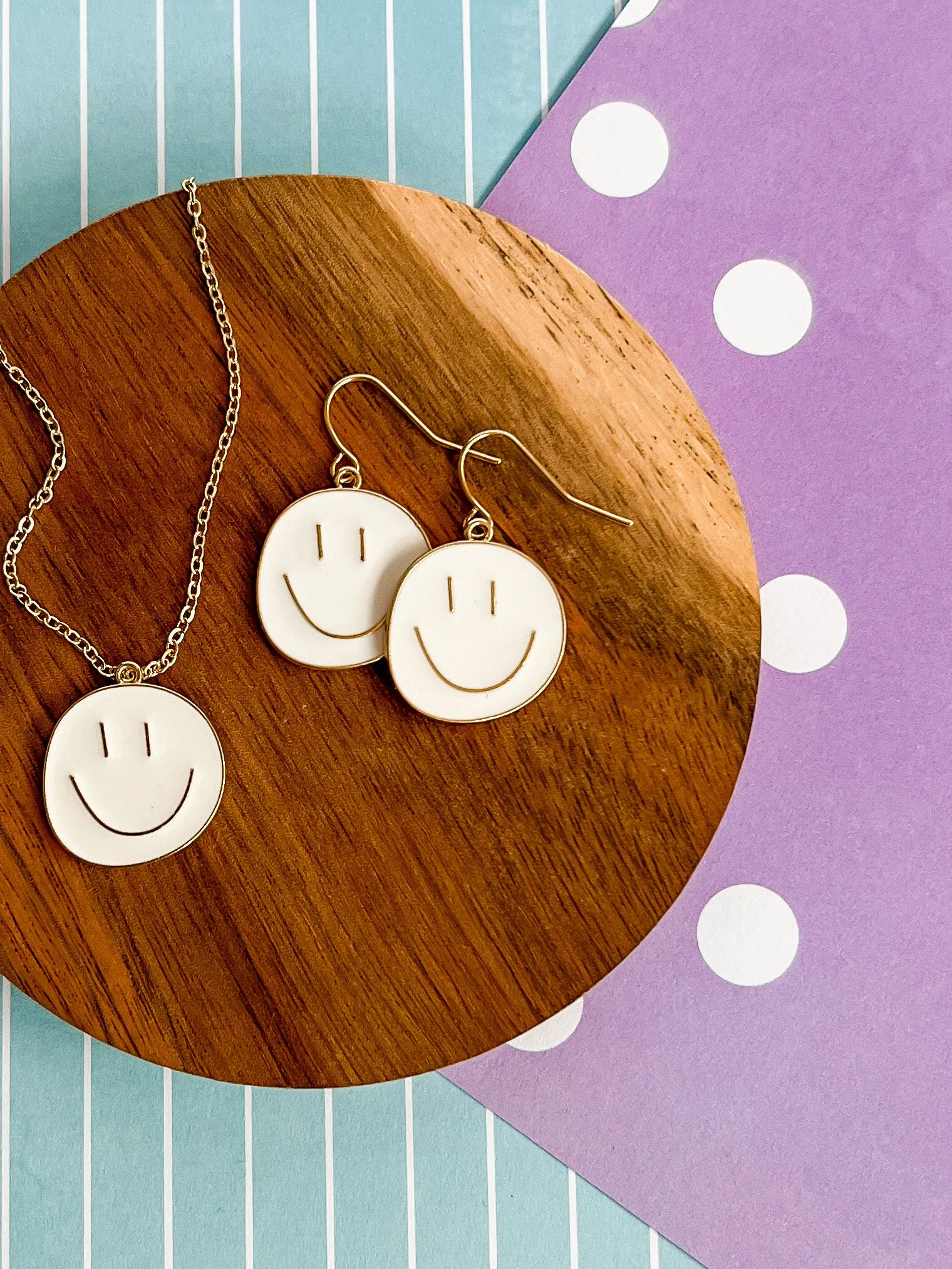 Happy Face Necklace and Earrings