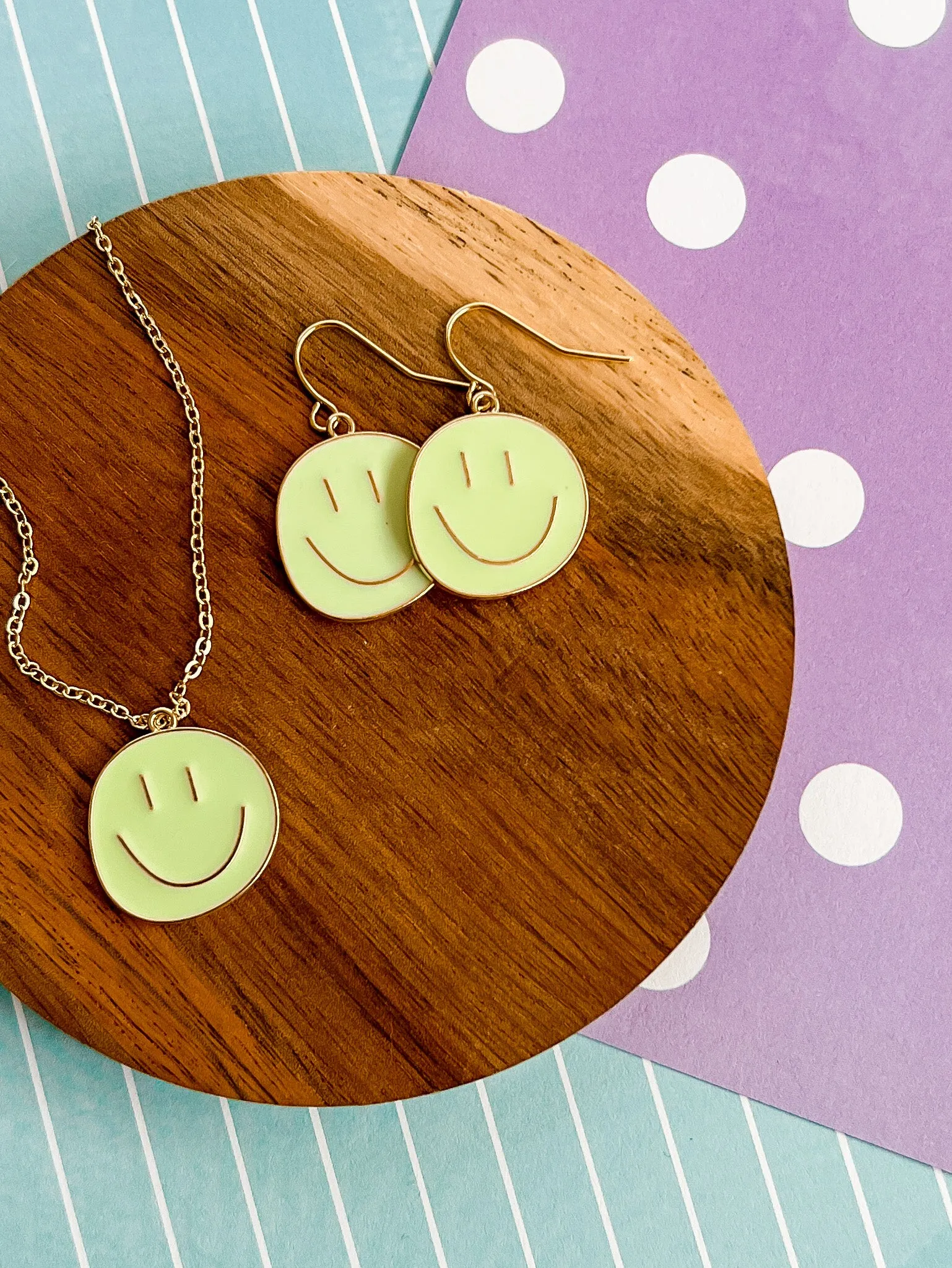 Happy Face Necklace and Earrings