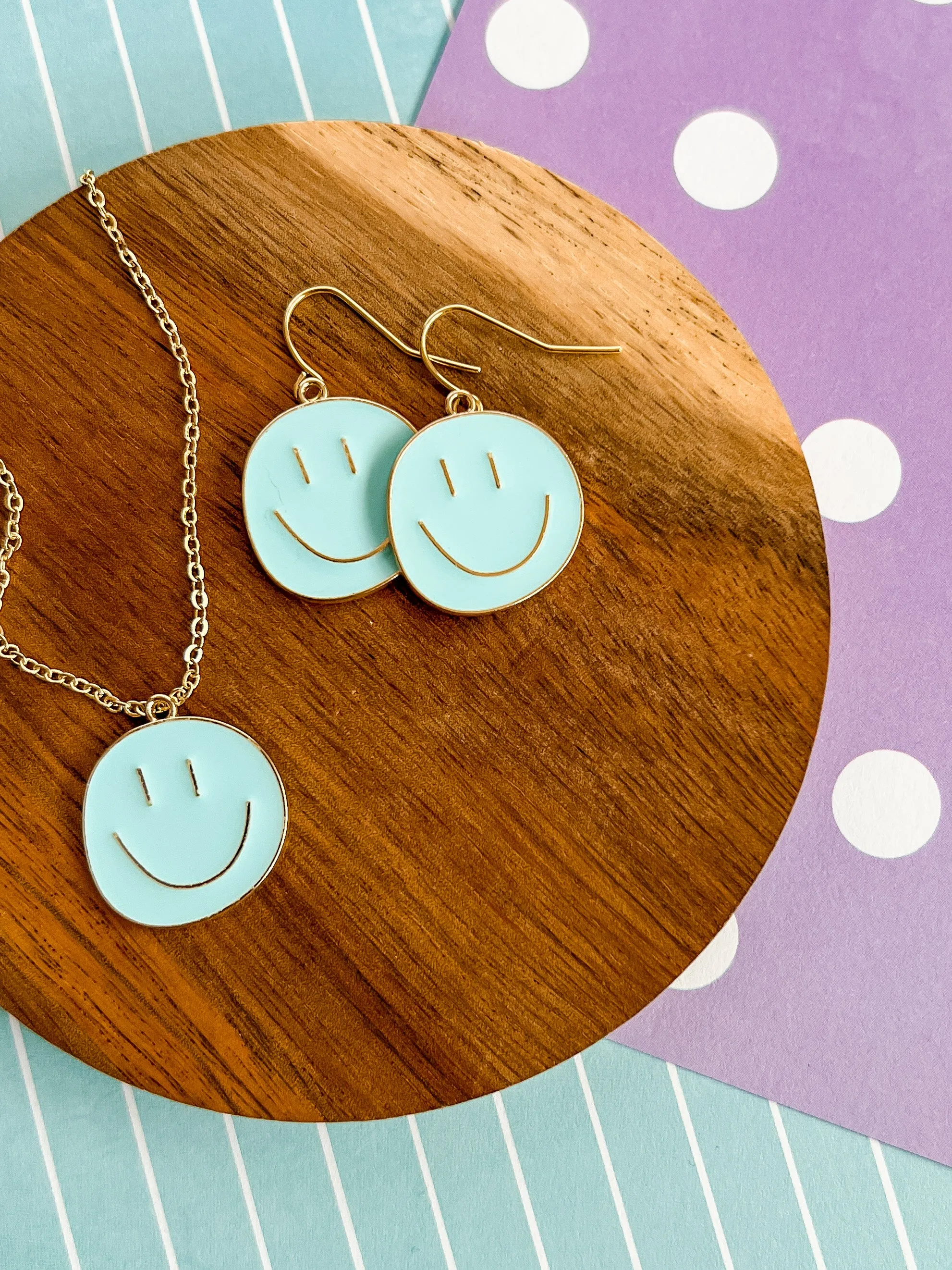 Happy Face Necklace and Earrings