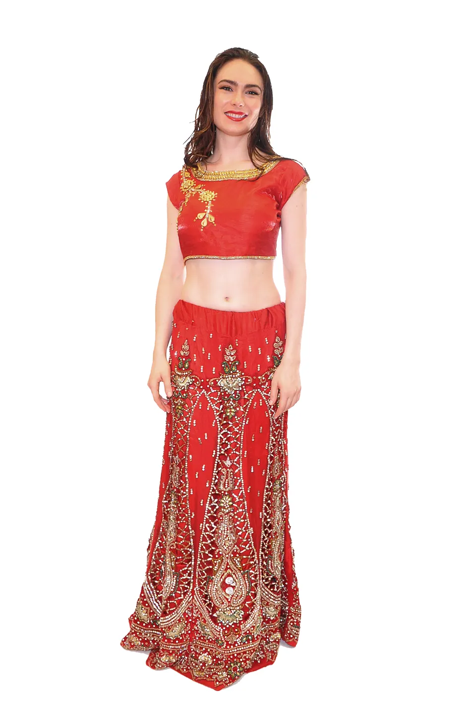 Heavy Jeweled Silk Georgette Bridal Lehenga Set