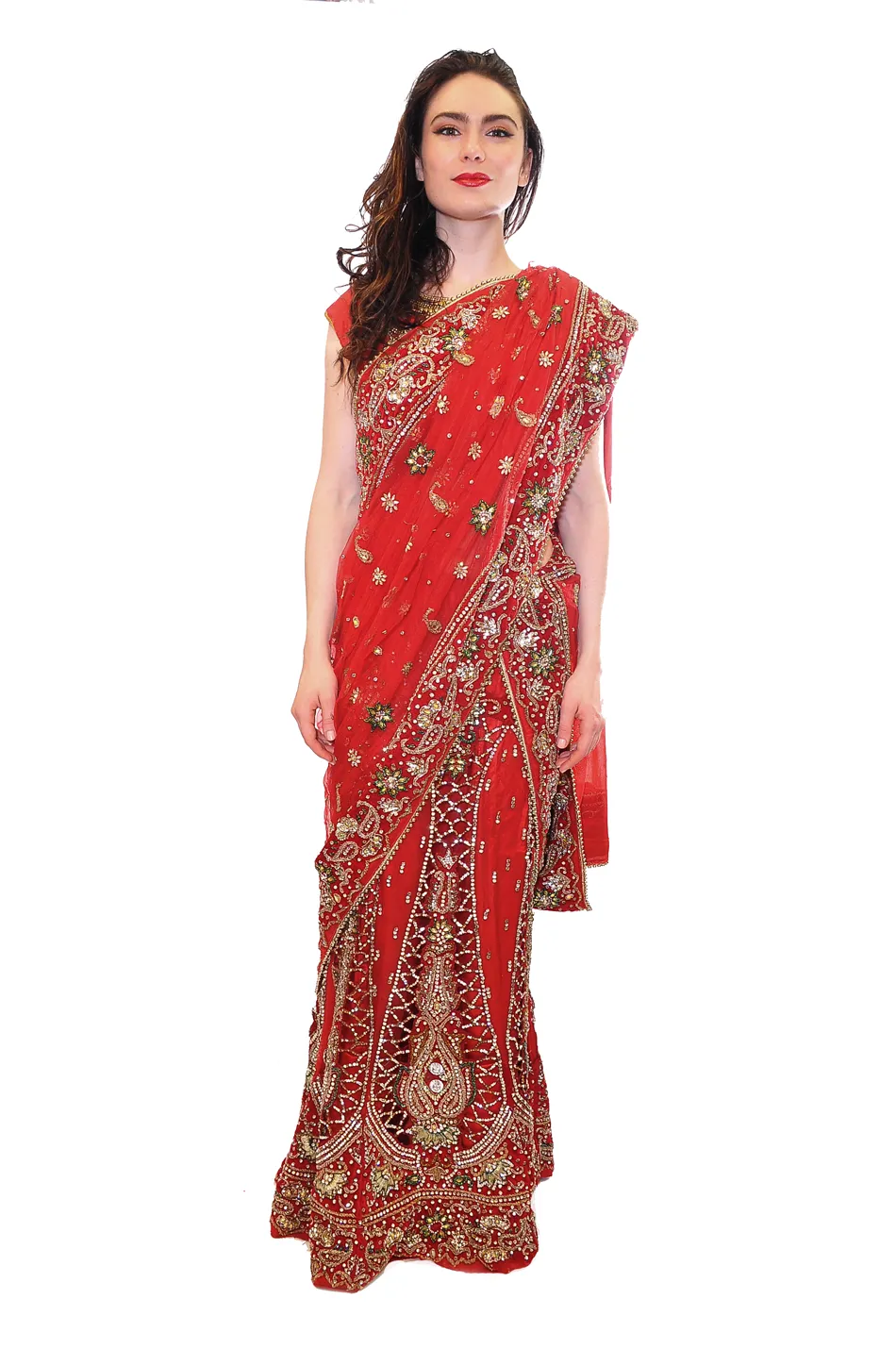 Heavy Jeweled Silk Georgette Bridal Lehenga Set