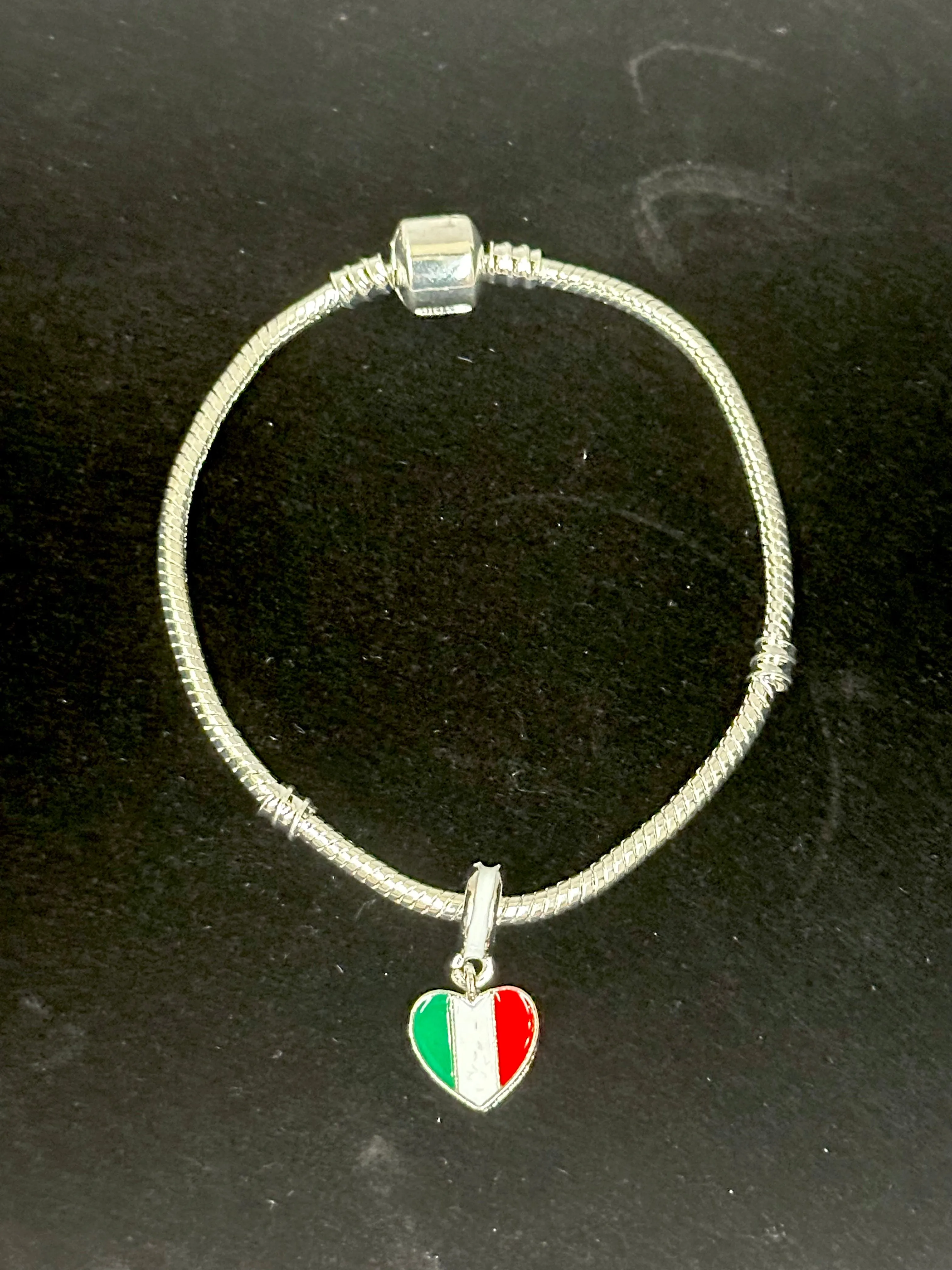 Italian Flag Heart Bracelet