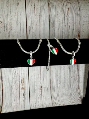 Italian Flag Heart Bracelet