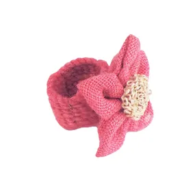 Jute Posy Napkin Ring in Pink, Set of 4