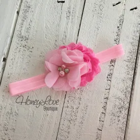 Light Pink/Bubblegum Pink flower headband