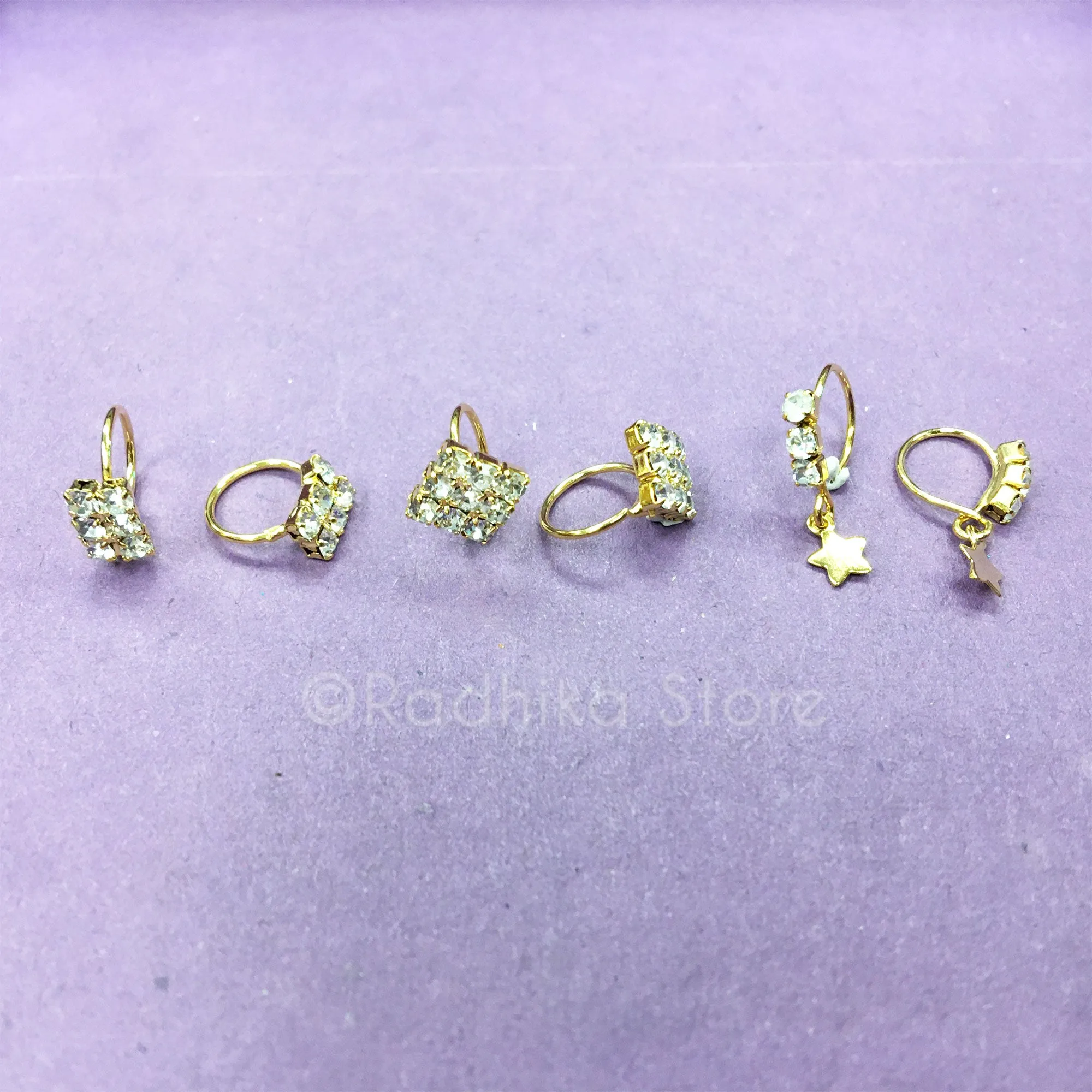 Little Rhinestone Hoop Deity Earrings -  Three Designs To Choose