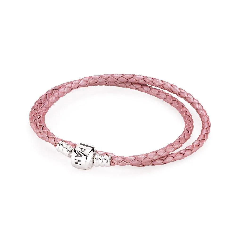 Pandora Moments Double Pink Leather Bracelet #590705CMP-D2 38cm