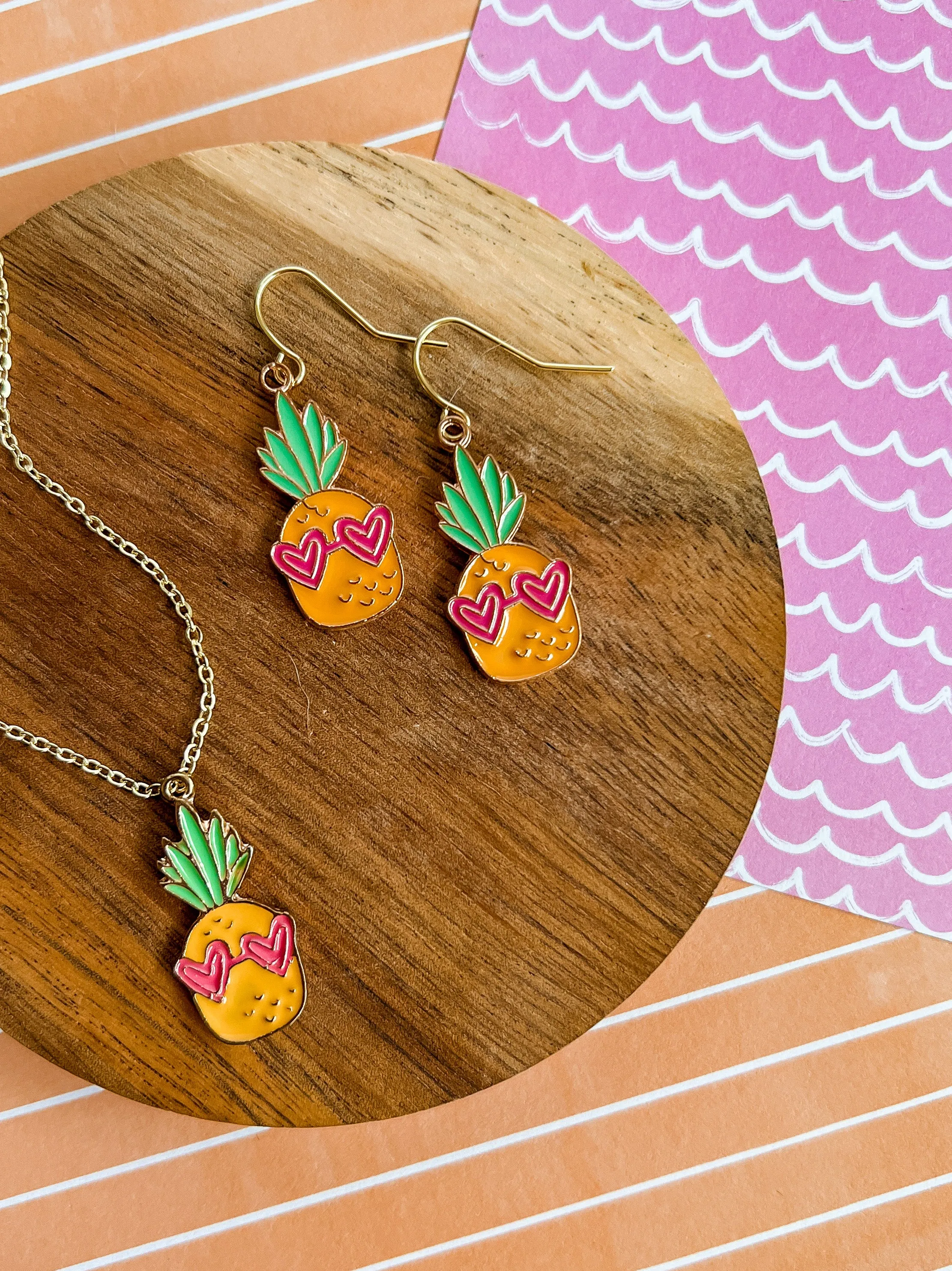 Party Pineapple Necklace and Earrings