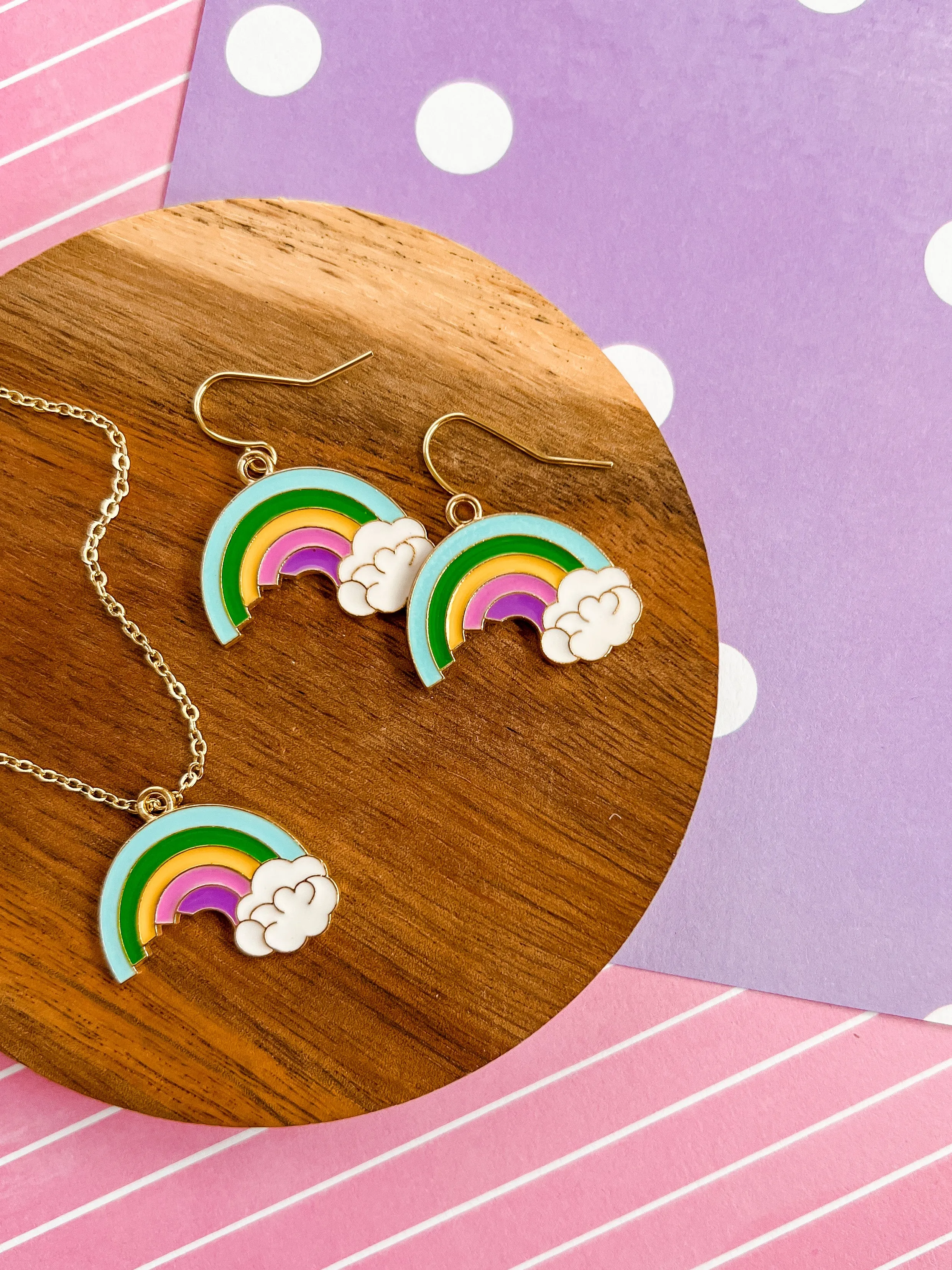 Rina Rainbow Necklace and Earrings