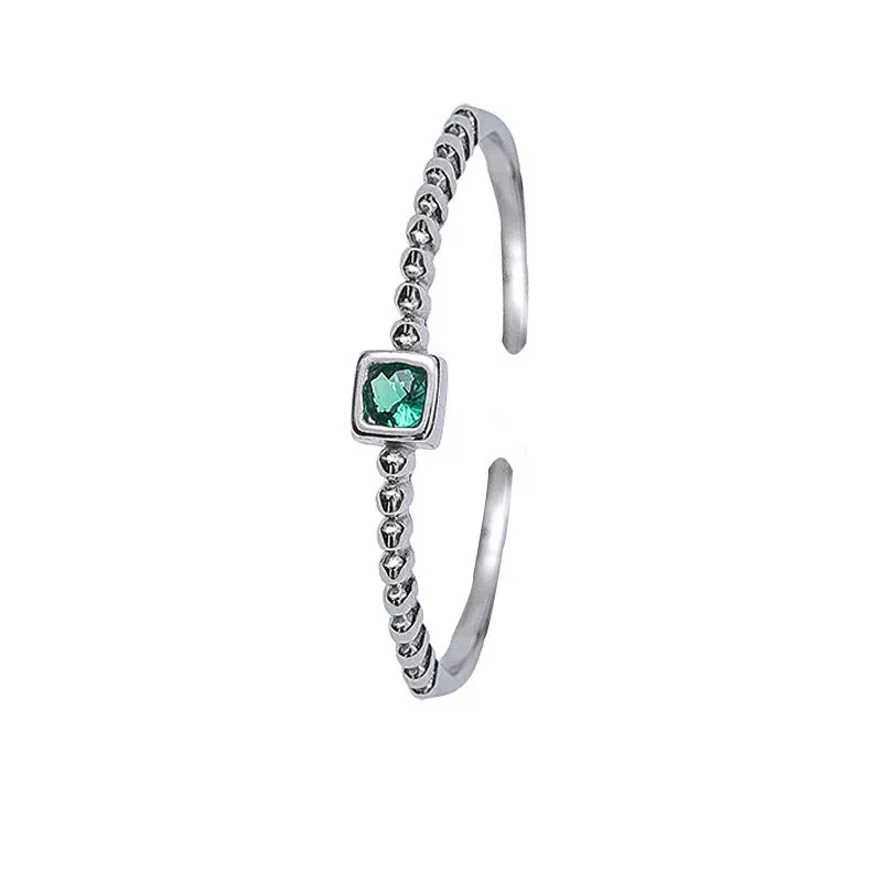 S925 Sterling Silver Classic Green Zirconium Diamond Micro-inlaid All-match Ring