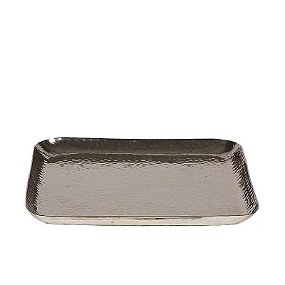 Shiny Hammered Nickel Candle Tray Plate - Square - Three Sizes