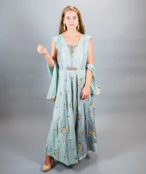 Silk Embroidered Light Tiffany Blue Anarkali / Gown