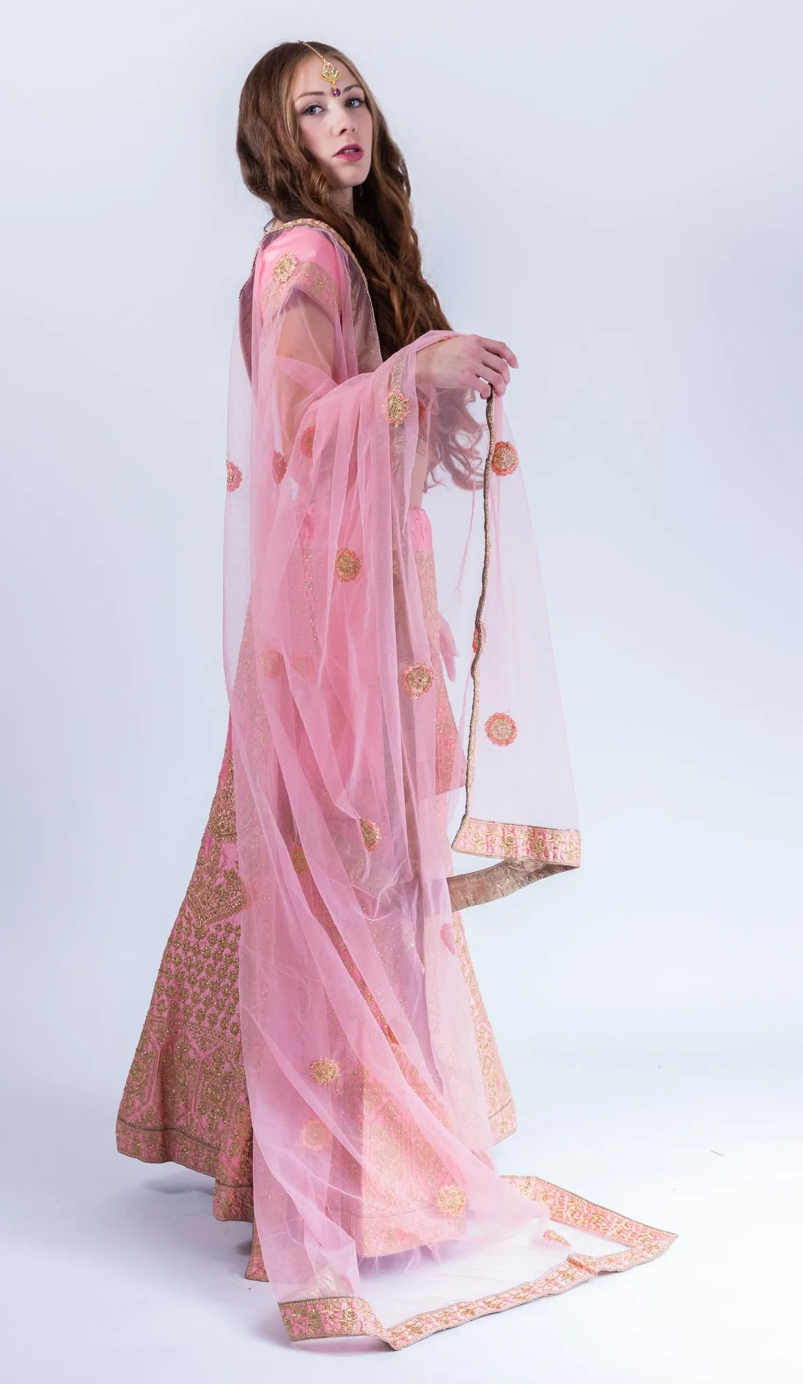 Silk Flamingo Pink Heavy Embroidered Lehenga Set