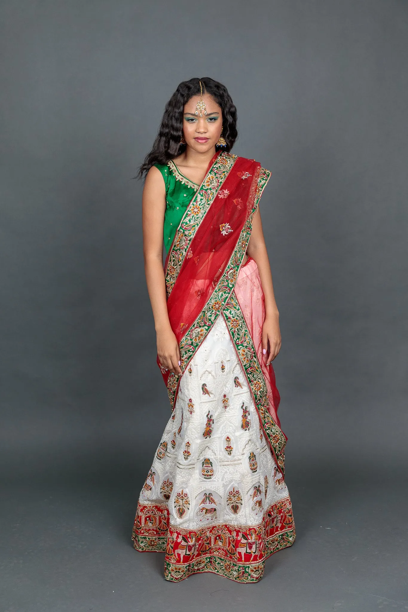 Silk Georgette White Lucknowi Heavy Embroidered Lehenga Set