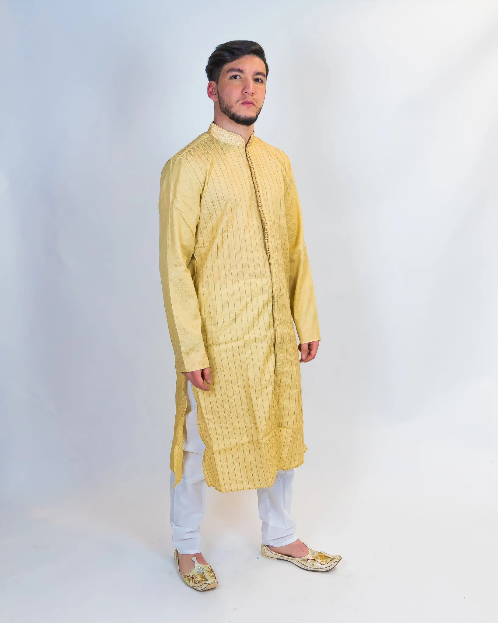 Silk Gold All Button Down Men's Kurta