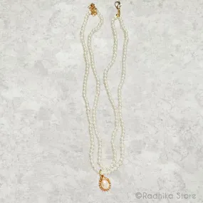 Small  Creamy Pearl Deity Necklace With Pendant -