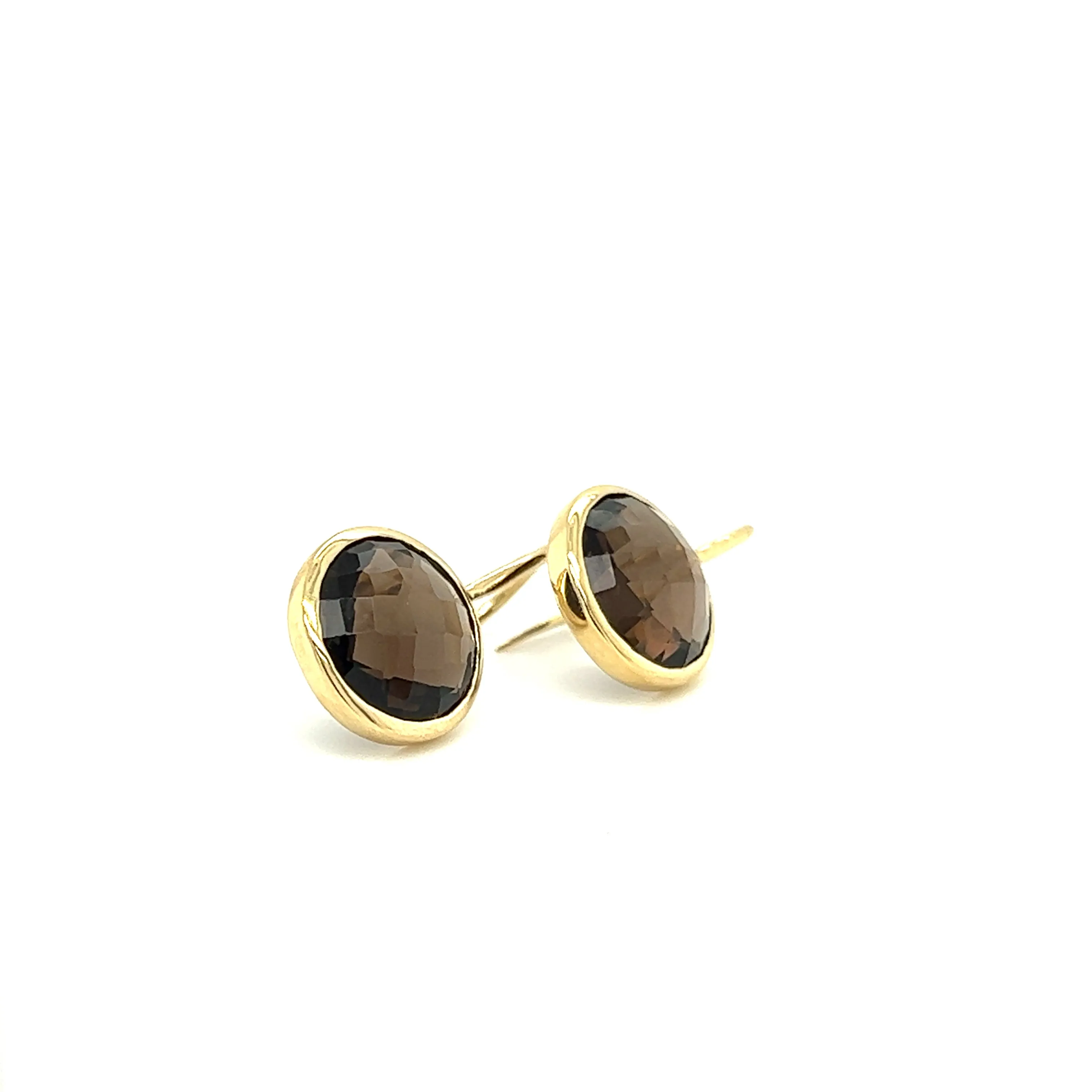 Smoky Quartz Dangle Earrings with French Wires in 14K Yellow Gold