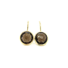 Smoky Quartz Dangle Earrings with French Wires in 14K Yellow Gold